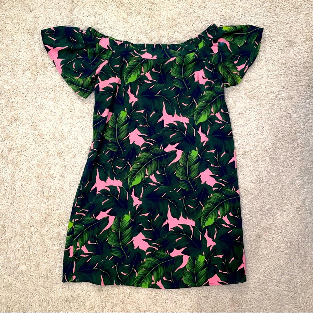 Palm leaf print dress